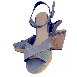 Reba Platform Leather and Cork Sandals Size 9 - EUC